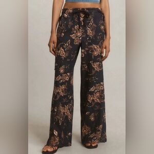 Anthropologie x Pilcro Women's Sz S Printed Beach Linen Cargo Pants